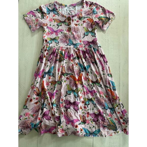 Posh Peanut Watercolor Butterflies with Three Wooden Buttons Older Style Size 6 - Picture 1 of 4